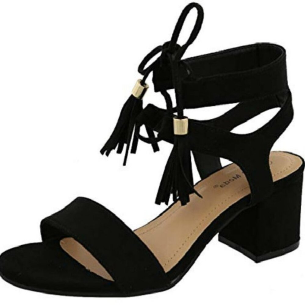 Top Moda Women’s Tassel Lace-Up Block Heel Sandals | 3-Pair Wholesale Bundles - Picture 5 of 5